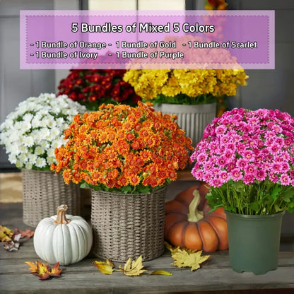💥Last Day Each - Artificial Outdoor Sunset Mums Flowers -  Waterproof, Windproof