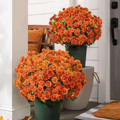 💥Last Day Each - Artificial Outdoor Sunset Mums Flowers -  Waterproof, Windproof